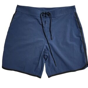 Hill City Board Shorts Mens 33 Blue Stretch Quick Dry Swim Trunks Nylon Spandex
